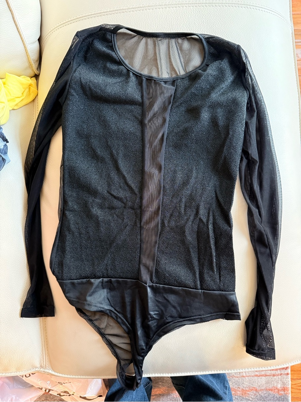 Black Sheer Mesh Back & Panel Bodysuit